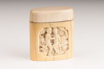 Box for storing opium with erotic carving - opium was seen as an aphrodisiac and was originally smoked in brothels