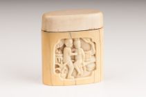 Box for storing opium with erotic carving - opium was seen as an aphrodisiac and was originally smoked in brothels